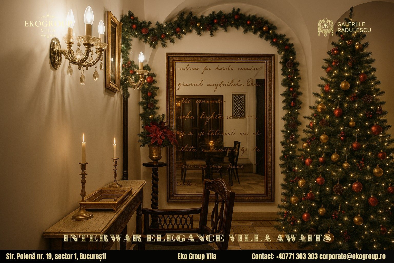 Decoratiuni de Craciun în stil interbelic: Eleganța nobiliară a Eko Group Vila la expoziția Crăciunul anilor ’30